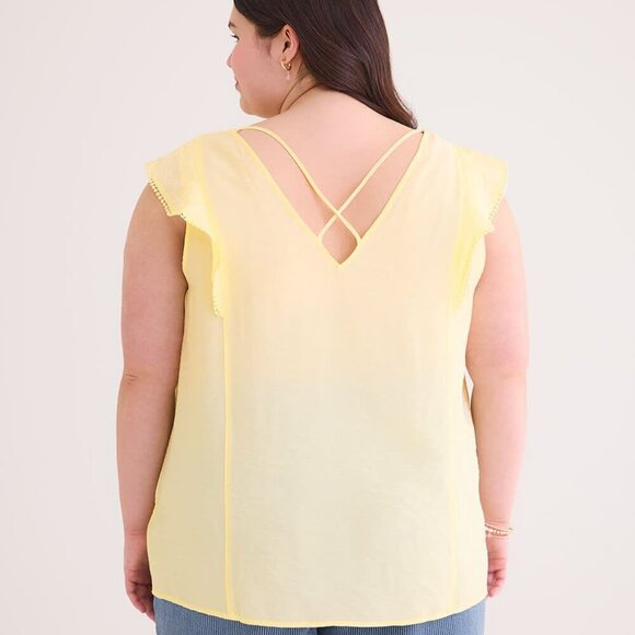 NWT PENN V-Neck Blouse with Short Flutter Sleeve 2X - Picture 3 of 12